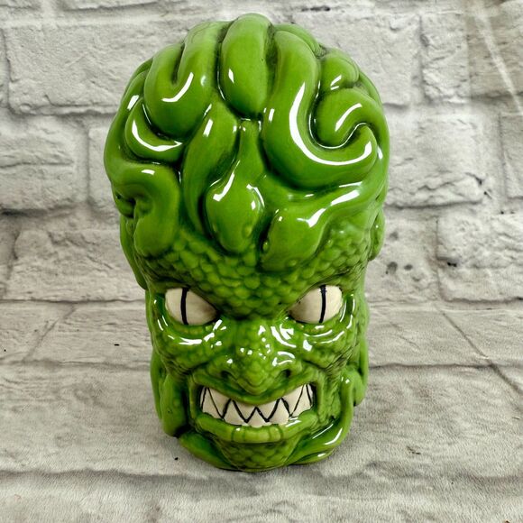 Biggs Tiki Medusa Snakes Tiki Mug Imported Green Lizard Glaze - Picture 2 of 7